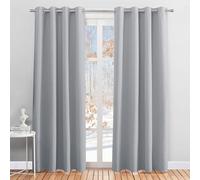 PONY DANCE Bedroom Curtains Eyelet - 90 Inch Drop Blackout Door Curtains Thermal Insulated Drapes Privacy Protected Window Treatment, 52 x 90 Inches, Silver Grey, 2 Panels