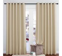 PONY DANCE Bedroom Thermal Insulated Curtains 2 Pieces Energy Saving Noise Reducing Curtains & Drapes with Eyelets Extra Wide Panels for Living Room, Biscotti Beige, 80 x 84 Inch Drop