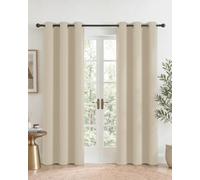 PONY DANCE Beige Eyelet Blackout Curtains 90 Drop, Thermal Insulated Room Darkening Drapes for Master Bedroom & Living Room, Essential Energy Saving Privacy Noise Reducing, 2 Panels W42 xL90