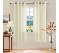PONY DANCE Beige Voile Curtains 72 Drop - Non-See-Through Privacy Protected Net Curtains with Eyelet Top, Elegant Cat Proof Beige Sheer Panels for Living Room/Bedroom, Set of 2, 52 Inch Wide