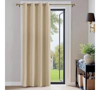 PONY DANCE Biscotti Beige Eyelet Door Curtain - Bedroom Window Curtain Drapes for Room Darkening Solid Drape & Energy Saving, 1 Panel, Wide 42 Inch by Drop 84 Inch