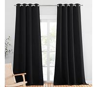 PONY DANCE Black Blackout Curtains Extra Long 108 Inch Drop for Living Room, Eyelet Thermal Energy Saving & Light Darkening Curtains for Bedroom, Window Treatment for Bedroom, W46 X L108 Inch