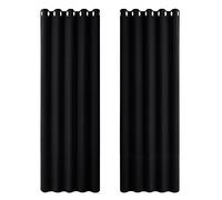 PONY DANCE Black Blackout Curtains Eyelet - 90 Inch Drop Soundproof Curtains for Living Room Full Shading Thermal Insulated Drape for Bedroom Halloween Decoration, 66 Inch Width, 2 Pieces