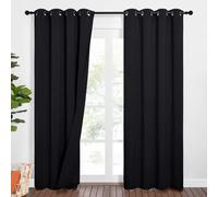 PONY DANCE Black Blackout Curtains - Soundproof Curtains Living Room for Sliding Glass Door Window Treatment Privacy Protection for Office Study Meeting Room, 2 Panels, 52 x 84 Inch Drop