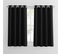 PONY DANCE Black Blackout Thermal Curtains for Bedroom Blackout Eyelet Curtains 54 Drop Small Window Curtains for Room Darkening & Noise Reducing, 2 Pieces, W 46 by L 54-inch, Black