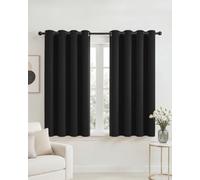 PONY DANCE Black Eyelet Blackout Curtains 54 Drop, Thermal Insulated Room Darkening Drapes for Gaming Lounge & Studio, Essential Energy Saving Privacy Noise Reducing, 2 Panels W52 xL54