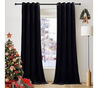 PONY DANCE Black Velvet Curtains 54 Drop - Thermal Insulated Blackout Curtains Room Darkening Luxury Velvet Drapes for Living Room/Bedroom/Kitchen Small Windows, 46x54 Inches, 2 Panels