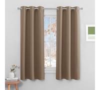 PONY DANCE Blackout Bedroom Curtains - Eyelet Thermal Insulated Light Blocking Curtains for Kitchen/Cafe Energy Saving Privacy Protection Drapes for Room Darken, 42 in Wide by 63 Drop, Mocha, 2 Panels