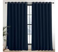 PONY DANCE Blackout Curtain 2 Panels - 90 x 84 Inch Extra Wide Door Curtain Thermal Insulated Eyelet Drapes for Bedroom，Hotel, Living Room Large Panels, Navy Blue