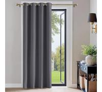 PONY DANCE Blackout Curtain with Eyelet - Grey 52 x 84 Inch Long Door Curtain for Bedroom Thermal Insulated Soundsproof Privacy Single Drape for Living Room, 1 Panel, Gray