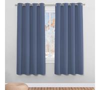 PONY DANCE Blackout Curtains Eyelet - Super Soft Window Treatment Energy Saving Decorative Door Curtains for Bedroom/Living Room, 46 x 72 Inch, 2 Panels, Haze Blue