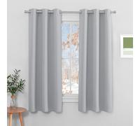 PONY DANCE Blackout Curtains for Bedroom - Eyelet Top Energy Saving Window Treatment Curtains Thermal Insulated Drapes for Living Room, 42 x 63 Inches, Silver Grey, 2 Panels