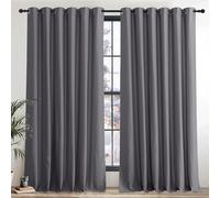 PONY DANCE Blackout Curtains for Bedroom - Grey Thermal Insulated Curtains with Eyelet 2 Panels, 90 Inch Width x 96 Inch Drop Noise Reducing Energy Saving Drapes for Living Room/Hotel,Gray