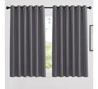 PONY DANCE Blackout Curtains for Bedroom/Living Room Eyelet Grey Thermal Insulated Curtains Extra Wide Drapes for Window Treatment, 2 Panels, W90 X L63, Gray