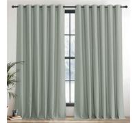 PONY DANCE Blackout Curtains for Hotel - Sage Green Bedroom Thermal Insulated Curtains with Rings for Living Room and Bedroom, Extra Wide Modern Drapes 2 Panels, Sand, 80 x 108 Inch