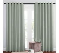 PONY DANCE Blackout Curtains for Hotel - Sage Green Bedroom Thermal Insulated Curtains with Rings for Living Room and Bedroom, Extra Wide Modern Drapes 2 Panels, 80 x 84 Inch