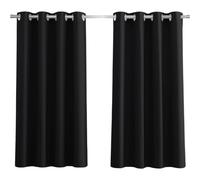 PONY DANCE Blackout Curtains with Eyelet, 2 Panels W140 x L220 cm(W55 x L87 inch), Black