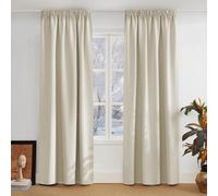 PONY DANCE Blackout Curtains with Pencil Pleat, 2 Panels W140 x L260 cm(W55 x L102 inch), Light Beige