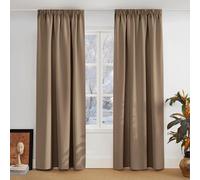 PONY DANCE Blackout Curtains with Pencil Pleat, 2 Panels W140xL245cm (W55xL96inch), Cappuccino