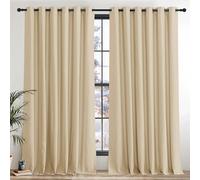 PONY DANCE Blackout Eyelet Curtains, Biscotti Beige, 2 Panels, 80x108 Inch | Thermal Insulated 108 Inch Drop Extra Wide Long Curtains for Living Room, Room Darkening, Energy Saving, Super Soft Drapes