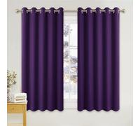 PONY DANCE Blackout Eyelet Curtains, Purple, 2 Panels, 66 x 54 Inch | Thermal Insulated 54 Inch Drop Wide Curtains for Bedroom, Energy Saving & Room Darkening Drapes for Living Room