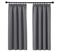PONY DANCE Blackout Pencil Pleat Curtains, Grey, W42 x L54 Inch, 2 Panels | Thermal Insulated Curtains with Noise Reducing & Privacy, Luxury Soft Window Treatment for Bedroom, Living Room & Kitchen
