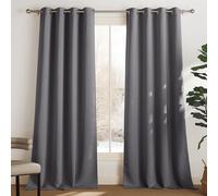 PONY DANCE Blackout Thermal Curtain - 94 Inch Long Grey Eyelet Top Curtains for for Living Room, Room Darkening & Energy Saving Soundproof Privacy Drapes 55 x 94 Inch, 2 Panels, Grey