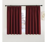 PONY DANCE Blackout Thermal Curtain Panels - Home Decor Curtain Drapery Pencil Pleat Top Super Soft Thermal Insulated Room Darkening Window Blinds for Kitchen, Double Panels, W66 X L54, Red