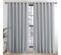 PONY DANCE Blackout Thermal Curtains for Kids Bedroom Energy Saving & Light Blocking Curtains Eyelet Extra Wide Drapes for Nursery/Living Room/Hotel, 2 Panels, W90 X L96, Silver Grey