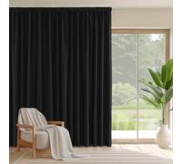 PONY DANCE Blackout Thermal Insulated Curtain Extra Wide 110 x 102 Inch Black Out Pencil Pleat Curtain Privacy Protection for Bedroom Living Room Divider Window Treatment, 1 Panel, Black