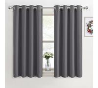 PONY DANCE Blackout Thermal Insulated Curtains - Grey Short Energy Saving Eyelet Curtains & Drapes for Bedroom/Living Room/Kitchen, 2 Panels, W46 X L45, Gray