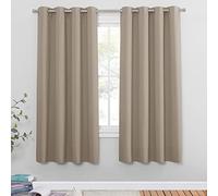 PONY DANCE Blackout Window Curtain - Thermal Insulated Soundproof Solid Curtain 2 Panels, Window Treatment for Bedroom, Office, Caravan, Apartment, 46x72 Inch, 2 Panels, Light Putty