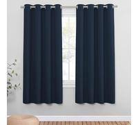 PONY DANCE Blackout Window Curtains - Eyelet Light Blocking Thermal Curtains & Drapes for Bedroom/Living Room Decorative Noise Reduce Drapery for House, 2 Pieces, W 46 Inch x D 72 Inch, Navy