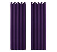 PONY DANCE Blackout Window Curtains - Thermal Insulated Curtain Drapes for Home Decoration Eyelet Top Drapery for Large Wide Window, 1 Pair, W 66 Inch x L 90 Inch, Purple