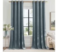 PONY DANCE Blue Ash Velvet Curtains - 1 Pair of Luxury Curtains & Drapes Elegant Home Decor Window Treatment for Nursery Room/Girls Bedroom, Thermal Blackout Curtains 52x84