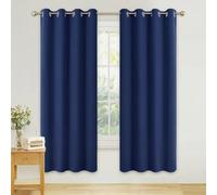 PONY DANCE Blue Blackout Eyelet Curtains, Thermal Insulated Energy Saving Curtains & Drapes 60 Inch Drop 2 Panels for Bedroom, Living Room, Kitchen, Light Blocking and Privacy Protection for W46 X L60