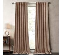 Pony Dance Blush Beige Velvet Curtains 108 inches - Super Soft Elegant Decor Blackout Curtains with Back tab top for Living Room/Daughter Bedroom/Theater,W52 x L108inch, 2 Panels