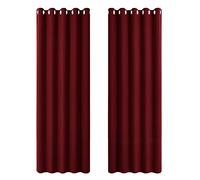 PONY DANCE Christmas Blackout Eyelet Curtains, Red, 2 Panels, 66 x 90 Inch
