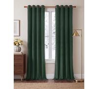 PONY DANCE Dark Green Eyelet Blackout Velvet Curtains, 52x90 Inch, 2 Panels | Thermal Insulated Curtains for Living Room Bedroom, Room Darkening Noise Reducing Privacy Drapes, Luxury Decor, 90 Inch Drop