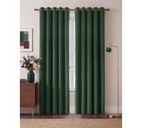 PONY DANCE Dark Green Eyelet Blackout Velvet Curtains, 66x84 Inch, 2 Panels | Thermal Insulated Curtains for Living Room Bedroom, Room Darkening Noise Reducing Privacy Drapes, Luxury Decor, 84 Inch Drop