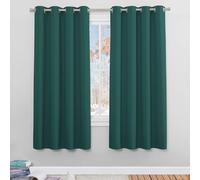 PONY DANCE Dark Green Thermal Insulated Curtains - Blackout Energy Saving Christmas Curtains for Home Decor Party, Privacy Protected 2 Panels for Small Window Bedroom, 46 x 45 Inch