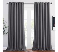 PONY DANCE Divider Blackout Thermal Curtains Extra Wide for Living Room Bedroom Eyelet Black Out Drapes for Window Energy Saving Curtains & Drapes for Bedroom, W90 X L108, Grey