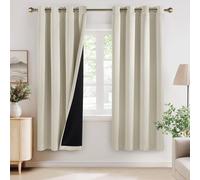 PONY DANCE Double Layer Thermal Eyelet Curtains, 46x72 Inch, Natural