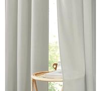 PONY DANCE Extra Long Semi-Transparent Linen Curtains Set of 2, H 260 x W 140 cm, Light Grey Living Room Curtains