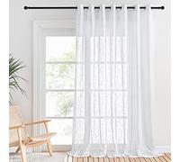 PONY DANCE Extra Long Voile Curtain 1 Panel - Net Curtain with Eyelet Top for Room Divider/Patio Door/Sliding Glass Door Partition Semi Sheer Panel Privacy Protected, 100 x 102 Inches, White