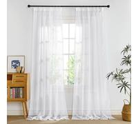 PONY DANCE Extra Long White Net Curtains 55x108 inches - Pencil Pleat White Voile Curtains for Bedroom/Living Room/Nursery, Extra Long Lightweight Panels for Light Filtering & Privacy, Set of 2