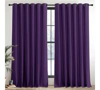 PONY DANCE Extra Wide Hotel Purple Blackout Curtains for Living Room Thermal Insulated Door Curtains Eyelet for Bedroom/ Nersery Lounge Drapes, 2 Panels, W90 x L90 Inch, Purple