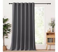 PONY DANCE Extra Wide Large Thermal Blackout Single Curtain Panel with Eyelets for Room Darkening & Privacy Protected Nursery Window Treatment, 1 Panel, W 79 Inch x L 110 Inch, Gray