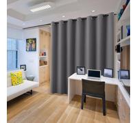 PONY DANCE Extra Wide Long Eyelet Blackout Curtain and Thermal Insulated Room Divider Curtains & Drapes for Bedroom 120 x 96 Inch Energy Saving Privacy Panel for Hotel, 1 Piece, Grey