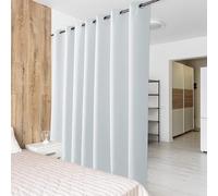 PONY DANCE Extra Wide Room Divider Privacy Curtain - Long Eyelet Thermal Insulated Curtain Super Soft Room Darkening & Energy Saving & Soundproof Panel, 1 Panel, 180 x 96 Inch, Greyish White